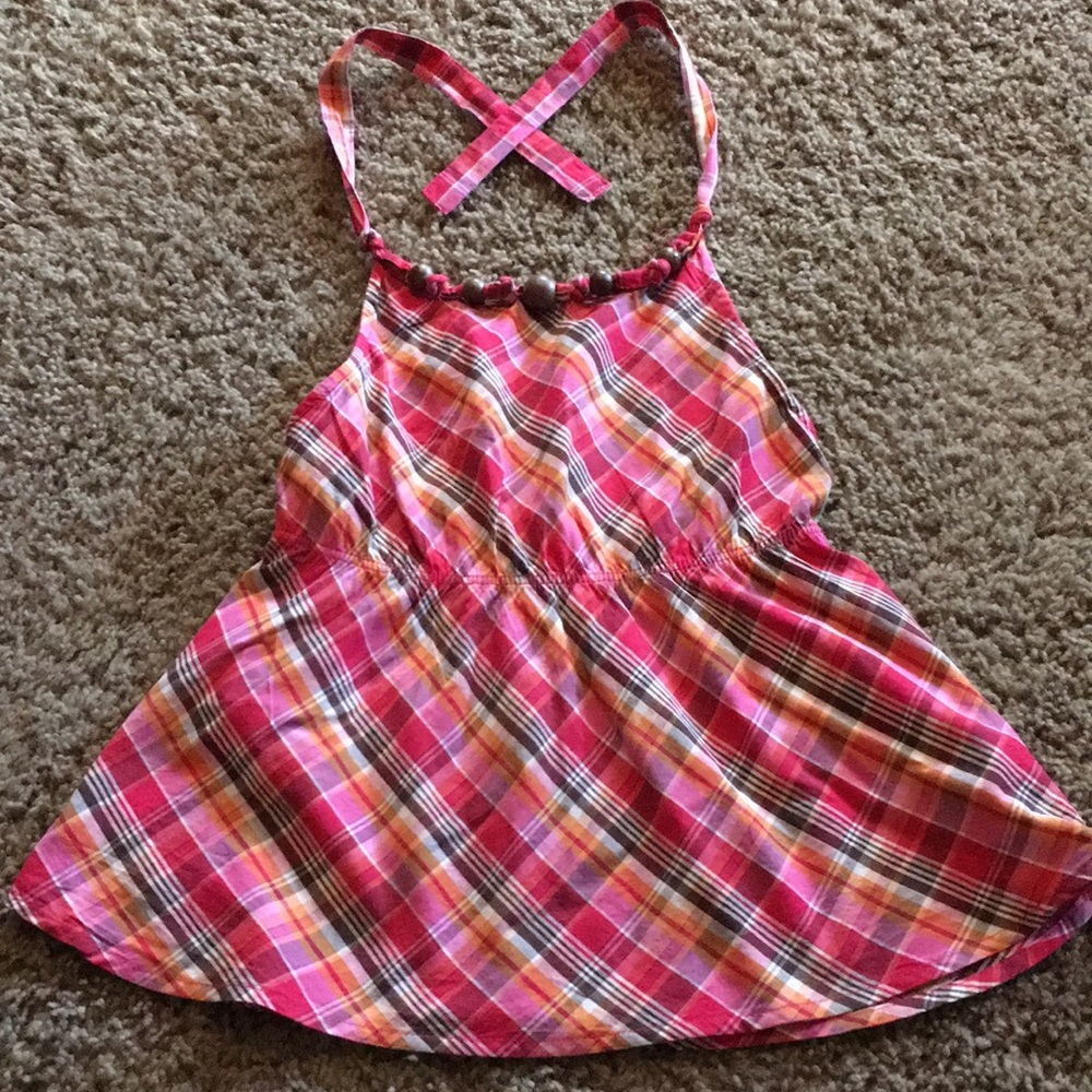 Vintage Gymboree Cherry Baby? plaid beaded halter top Sz 6
